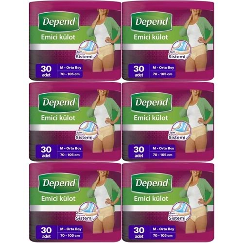 Depend Emici Külot Hasta Bezi Medium - Orta Kadın 180 Adet (6PK*30)