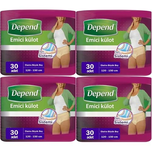 Depend Emici Külot Hasta Bezi XL - Extra Büyük Kadın 120 Adet (4PK*30)