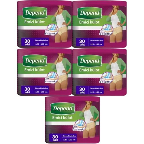 Depend Emici Külot Hasta Bezi XL - Extra Büyük Kadın 150 Adet (5PK*30)