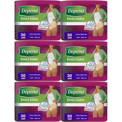 Depend Emici Külot Hasta Bezi XL - Extra Büyük Kadın 180 Adet (6PK*30)