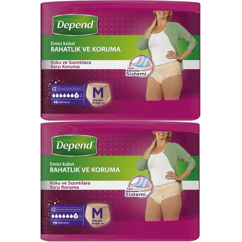 Depend Emici Külot Hasta Bezi Medium - Orta Kadın 20 Adet (2PK*10)