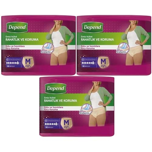 Depend Emici Külot Hasta Bezi Medium - Orta Kadın 30 Adet (3PK*10)