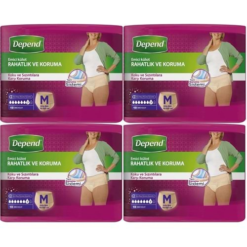 Depend Emici Külot Hasta Bezi Medium - Orta Kadın 40 Adet (4PK*10)