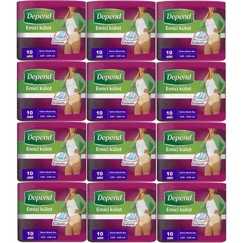 Depend Emici Külot Hasta Bezi XL - Extra Büyük Kadın 120 Adet (12PK*10)