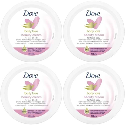 Dove Besleyici El ve Vücut Bakım Kremi 250ML Beauty Cream (Pembe) (4 Lü Set)