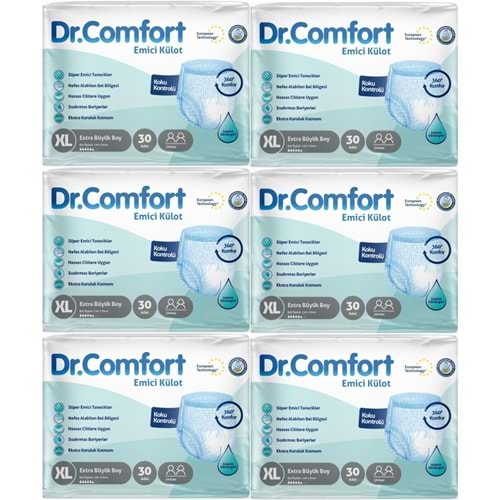 Dr.Comfort Hasta Bezi Yetişkin Emici Külot Ekstra Büyük (XL) 180 Adet (6Pk*30)