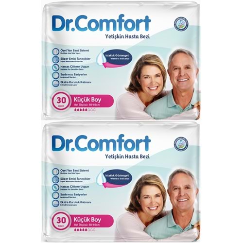 Dr.Comfort Yetişkin Hasta Bezi Bel Bantlı Tekstil Yüzeyli S - Küçük - Small 60 Adet (2PK*30)