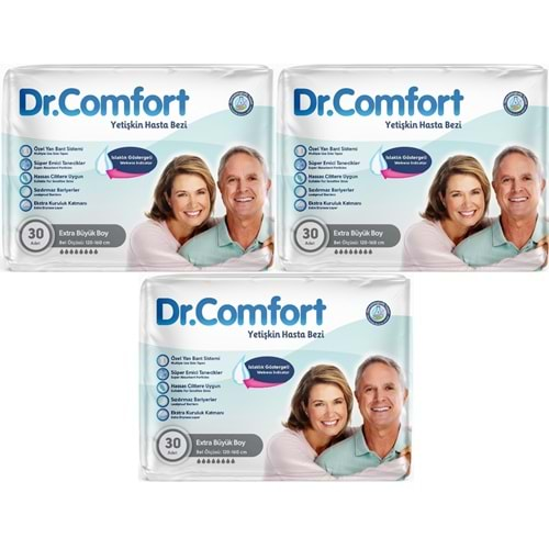 Dr.Comfort Yetişkin Hasta Bezi Bel Bantlı Tekstil Yüzeyli XL - Ekstra Büyük 90 Adet (3PK*30)