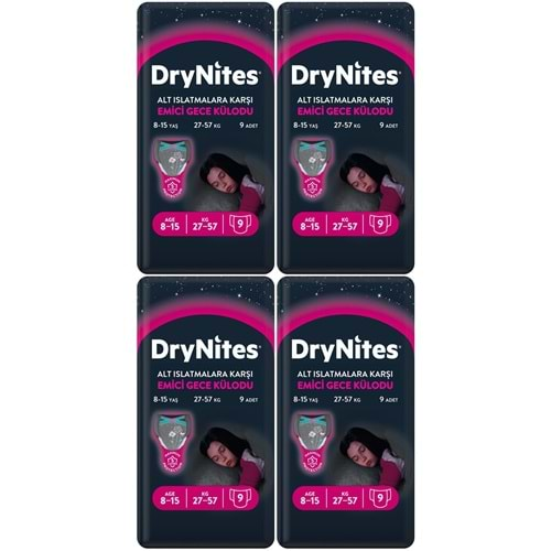 Drynites Emici Gece Külodu/Külot Bez Kız 8-15 Yaş (27-57KG) Large 36 Adet (4PK*9) (Alt Islatmalara Karşı)