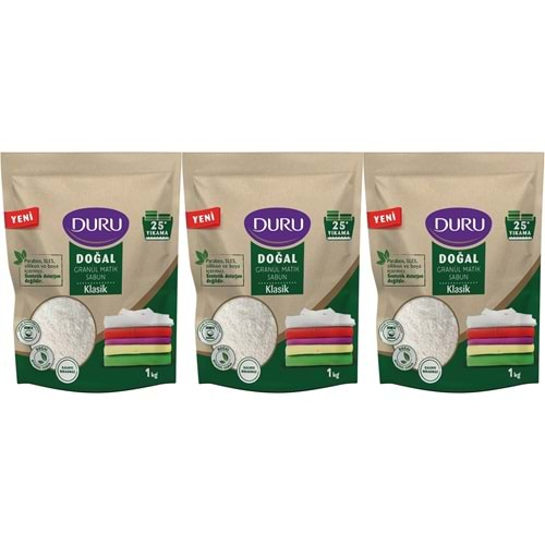 Duru Doğal Granül Matik Sabun Tozu Klasik 3KG (3PK*1) (75 Yıkama)