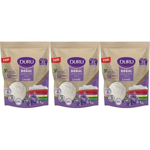 Duru Doğal Granül Matik Sabun Tozu Lavanta 3KG (3PK*1) (75 Yıkama)