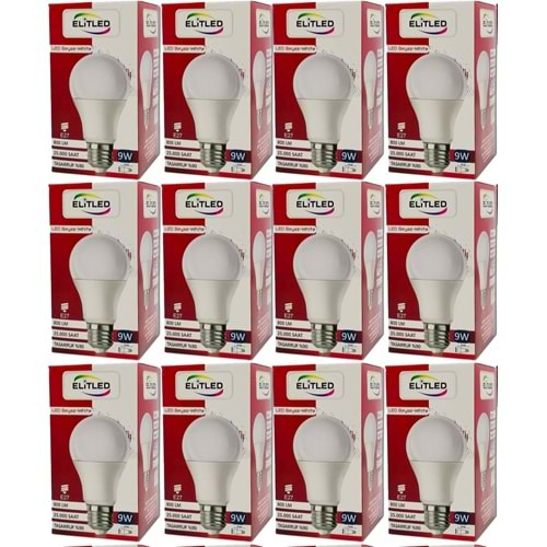 Elitled Led Ampül Beyaz-White 9W (12 Li Set)