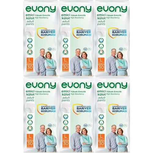 Evony Hasta Bezi Yetişkin Emici Külot L-Büyük 180 Adet (6PK*30)