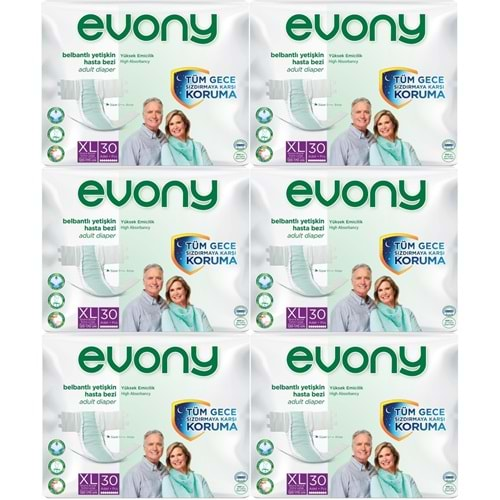 Evony Hasta Bezi Yetişkin Bel Bantlı Tekstil Yüzey Ekstra Büyük (XL) 180 Adet (6PK*30)