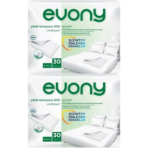 Evony Hasta Yatak Koruyucu Örtü 60*90CM 60 Adet (2PK*30) (Kaymaz Özellikli)