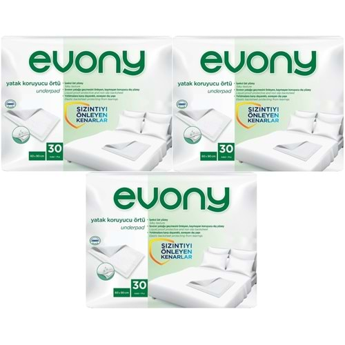 Evony Hasta Yatak Koruyucu Örtü 60*90Cm 90 Adet (3PK*30) (Kaymaz Özellikli)