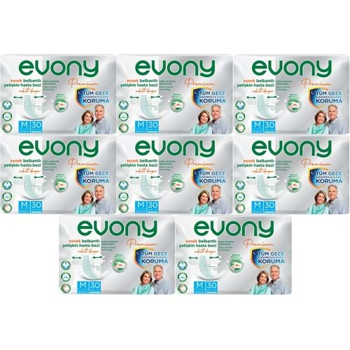 Evony Premium Hasta Bezi Yetişkin Bel Bantlı Tekstil Yüzey M-Orta 240 Adet