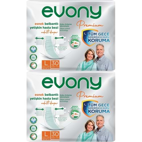 Evony Premium Hasta Bezi Yetişkin Bel Bantlı Tekstil Yüzey L-Büyük 60 Adet