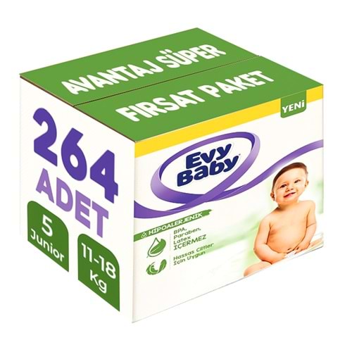 Evy Baby Bebek Bezi Beden:5 (11-18KG) Junior 264 Adet Avantaj Süper Fırsat Pk