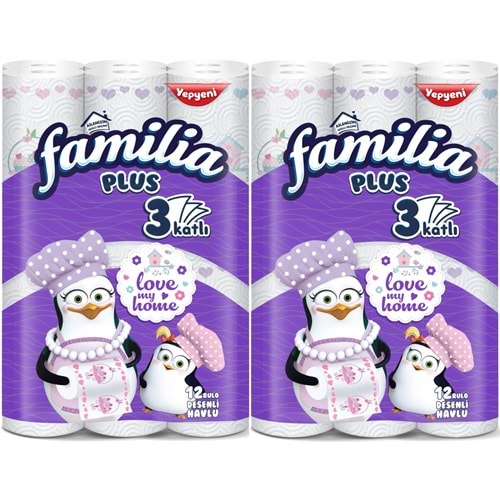 Familia Kağıt Havlu Plus Desenli 24 Lü Pk (3 Katlı) (2Pk*12) Love My Home