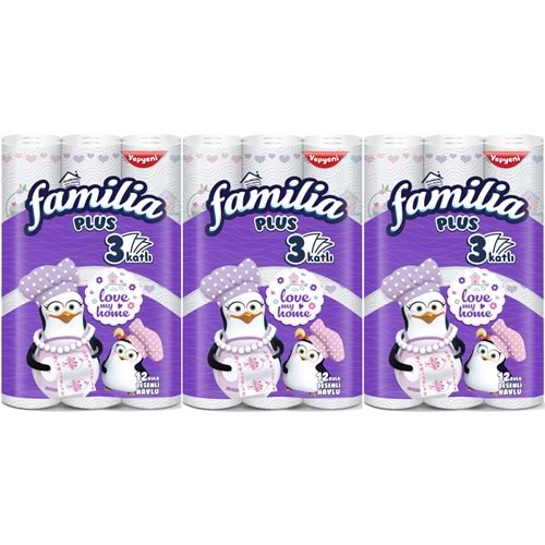 Familia Kağıt Havlu Plus Desenli 36 Lı Pk (3 Katlı) (3Pk*12) Love My Home