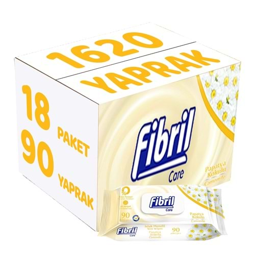 Fibril Islak Havlu Mendil 90 Yaprak Papatya Plastik Kapaklı (18 Li Set) 1620 Yaprak