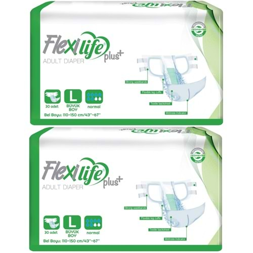 Flexi Life Yetişkin Hasta Bezi Bel Bantlı Tekstil Yüzeyli L Büyük (60 Adet)