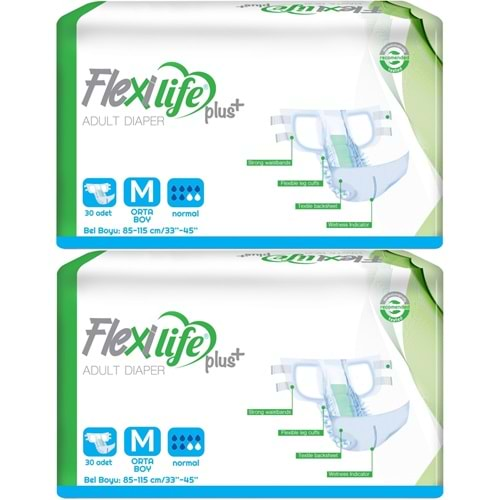 Flexi Life Yetişkin Hasta Bezi Bel Bantlı Tekstil Yüzeyli Medium Orta 60 Adet