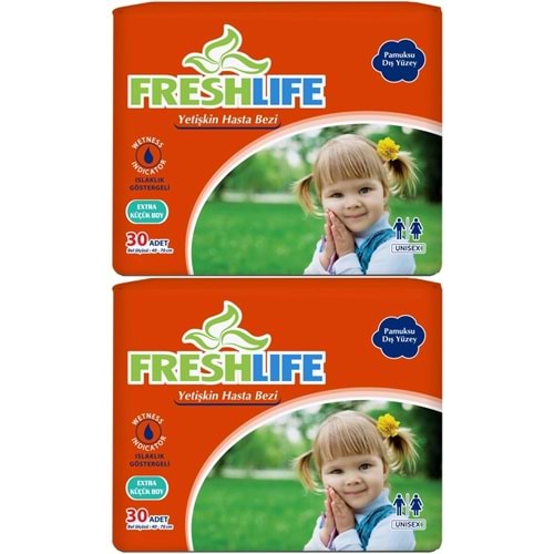 Fresh Life Hasta Bezi Çoçuklar İçin Bel Bantlı Tekstil Yüzeyli XS-Ekstra Küçük 60 Adet (2PK*30)