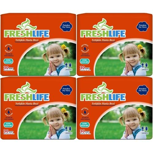 Fresh Life Hasta Bezi Çoçuklar İçin Bel Bantlı Tekstil Yüzeyli XS-Ekstra Küçük 120 Adet (4PK*30)