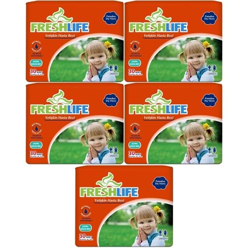 Fresh Life Hasta Bezi Çoçuklar İçin Bel Bantlı Tekstil Yüzeyli XS-Ekstra Küçük 150 Adet (5PK*30)