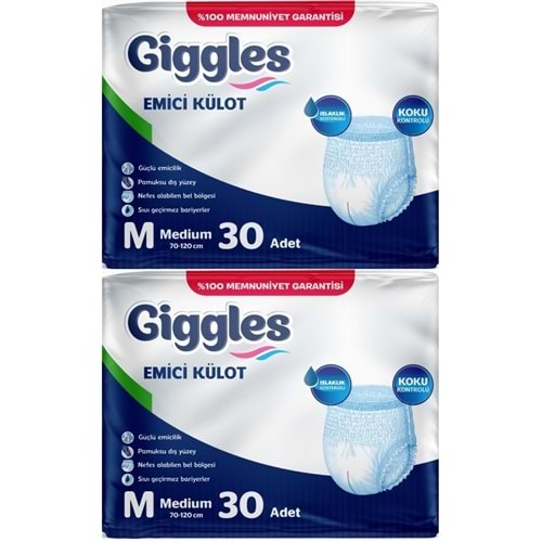 Giggles Hasta Bezi Yetişkin Emici Külot M-Orta 60 Adet (2Pk*30)