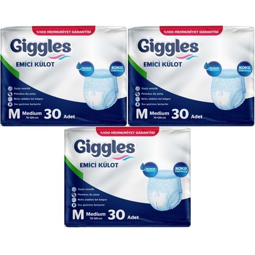 Giggles Hasta Bezi Yetişkin Emici Külot M-Orta 90 Adet (3Pk*30)