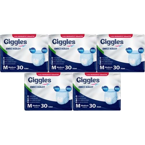 Giggles Hasta Bezi Yetişkin Emici Külot M-Orta 150 Adet (5Pk*30)