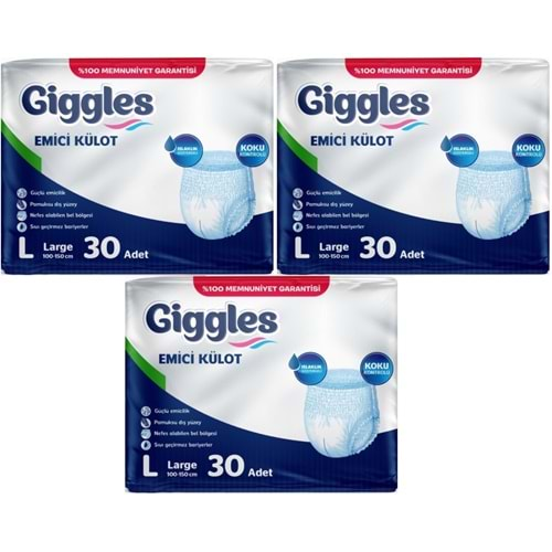 Giggles Hasta Bezi Yetişkin Emici Külot L-Büyük 90 Adet (3Pk*30)