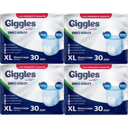 Giggles Hasta Bezi Yetişkin Emici Külot Ekstra Büyük (XL) 120 Adet (4Pk*30)