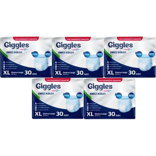 Giggles Hasta Bezi Yetişkin Emici Külot Ekstra Büyük (XL) 150 Adet (5Pk*30)