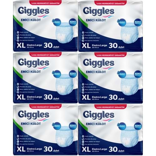 Giggles Hasta Bezi Yetişkin Emici Külot Ekstra Büyük (XL) 180 Adet (6Pk*30)