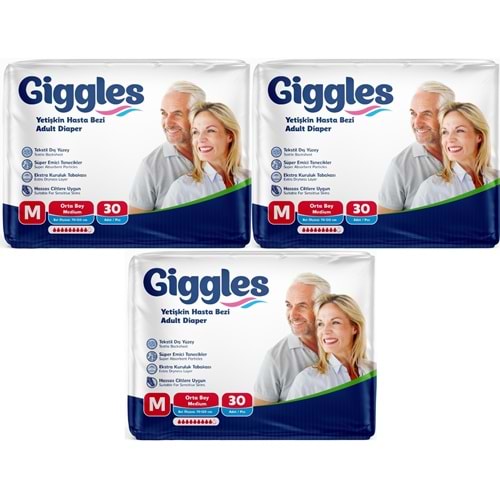 Giggles Hasta Bezi Yetişkin Bel Bantlı Tekstil Yüzey Orta - Medium (M) 90 Adet (3PK*30)