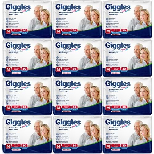 Giggles Hasta Bezi Yetişkin Bel Bantlı Tekstil Yüzey Orta - Medium (M) 360 Adet (12PK*30)