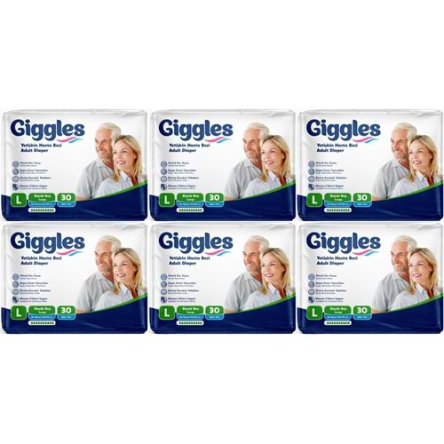 Giggles Hasta Bezi Yetişkin Bel Bantlı Tekstil Yüzey Büyük - Large (L) 180 Adet (6PK*30)