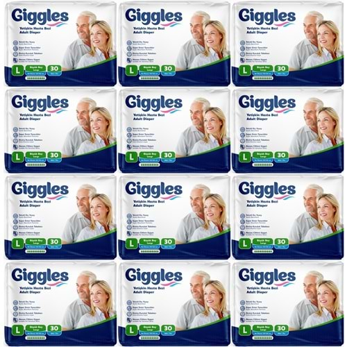 Giggles Hasta Bezi Yetişkin Bel Bantlı Tekstil Yüzey Büyük - Large (L) 360 Adet (12PK*30)