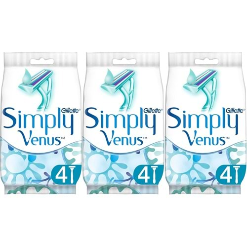 Gillette Simply Venus 2 Kullan At Kadın Tıraş Bıçağı 12 Li Set (3PK*4)