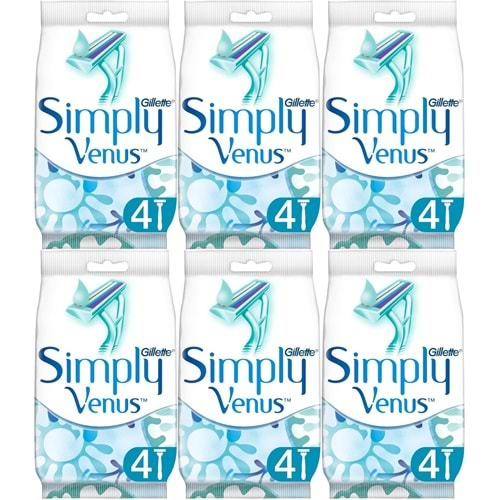 Gillette Simply Venus 2 Kullan At Kadın Tıraş Bıçağı 24 Lü Set (6PK*4)