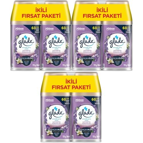 Glade Oda Kokusu Otomatik Sprey Yedek 269ML (6 Lı Set) Lavanta (3PK*2)