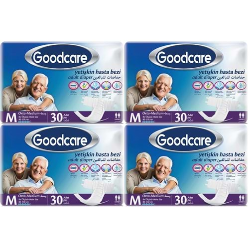 Goodcare Hasta Bezi Yetişkin Bel Bantlı Tekstil Yüzey M Medium - Orta 120 Adet (4PK*30)