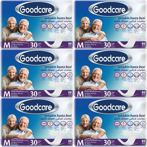 Goodcare Hasta Bezi Yetişkin Bel Bantlı Tekstil Yüzey M Medium - Orta 180 Adet (6PK*30)