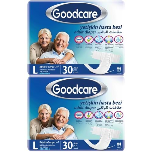 Goodcare Hasta Bezi Yetişkin Bel Bantlı Tekstil Yüzey L Large - Büyük 60 Adet (2PK*30)