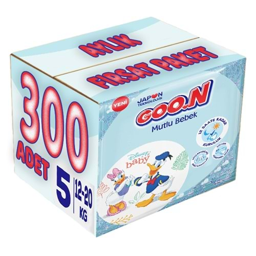 Goon Mutlu Bebek Bebek Bezi Beden:5 (12-20Kg) Junior 300 Adet Aylık Fırsat Pk