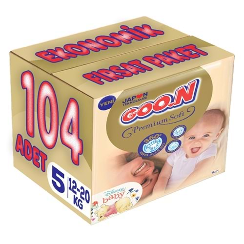 Goon Premium Soft Bebek Bezi Beden:5 (12-20Kg) Junior 104 Adet Ekonomik Fırsat Pk